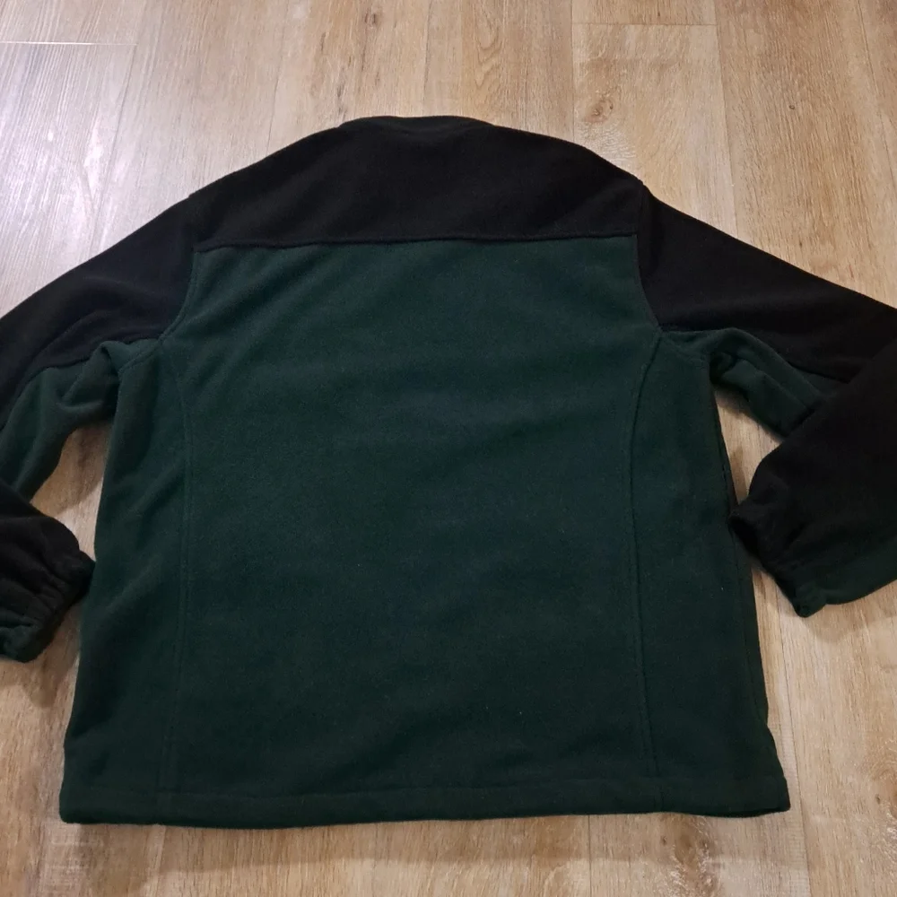 G.H. Bass & Co. Dark Green Black Full-Zip Outdoor Fleece Jacket Men's Size Large